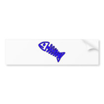 Dead Fish Skeleton Skull Bones Fossil Blue Bumper Stickers