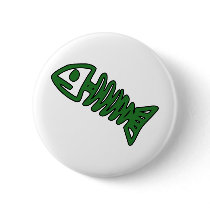 Dead Fish Skeleton Skull Bones Fossil Green Pin