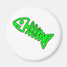 Dead Fish Skeleton Skull Bones Fossil Green Fridge Magnet