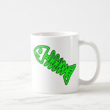 Dead Fish Skeleton Skull Bones Fossil Green Mug