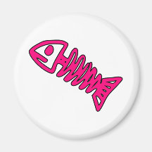 Dead Fish Skeleton Skull Bones Fossil Pink Fridge Magnets