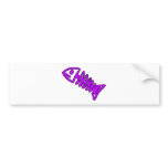 Dead Fish Skeleton Skull Bones Fossil Purple Bumper Sticker