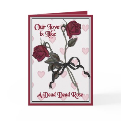 Two dead red roses. An anti valentine's day card or gothic design for 