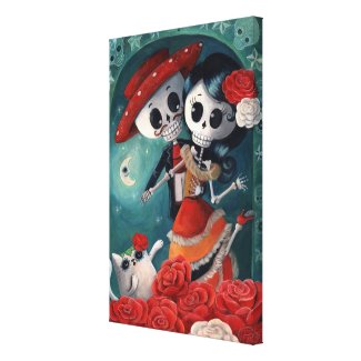 Dead Skeleton Mexican Lovers Gallery Wrap Canvas