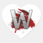 Deadly Design Monogram Letter W Heart Sticker