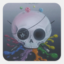 skull, paint, rainbow, sugar, fueled, sugarfueled, michael, banks, coallus, sugarskull, cute, creepy, Sticker with custom graphic design