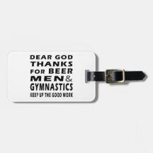 Dear God Thanks For Beer Men and Gymnastics Tag For Bags