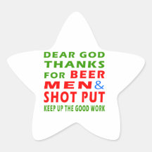 Dear God Thanks For Beer Men And Shot Put Stickers