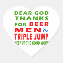 Dear God Thanks For Beer Men And Triple jump Sticker