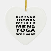 Dear God Thanks For Beer Men and Yoga Christmas Ornaments