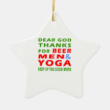 Dear God Thanks For Beer Men And Yoga Christmas Tree Ornaments