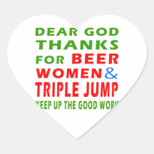 Dear God Thanks For Beer Women And Triple jump Heart Stickers