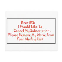 Dear IRS - Postcard