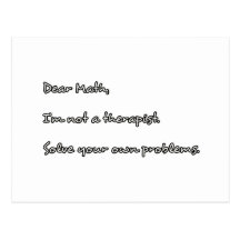 Dear Math, I'm not a therapist. Post Card