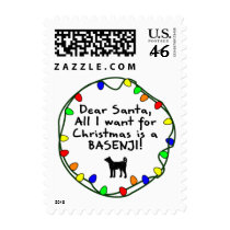 Dear Santa Basenji Postage Stamp