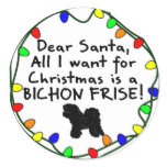 Dear Santa Bichon Frise Round Stickers