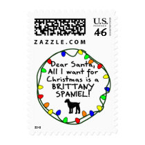 Dear Santa Brittany Spaniel Postage Stamps