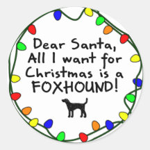 Dear Santa English Foxhound Sticker