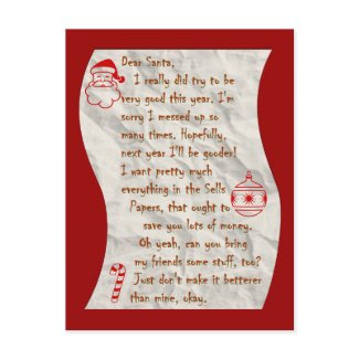 Dear Santa, Postcard postcard