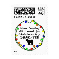 Dear Santa Shar-Pei Postage Stamps