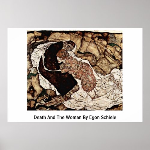 Death And The Woman By Egon Schiele Poster