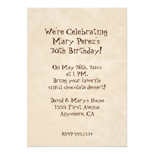 Death by Chocolate Birthday Party Invitation