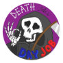 Death Finds A Day Job Cartoon Sticker