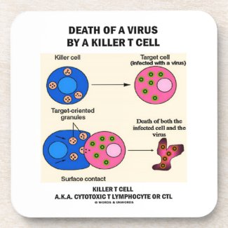 Death Of A Virus By A Killer T Cell (Immunology) Coasters