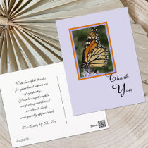 Death or Sympathy Thank You Postcard -- Butterfly