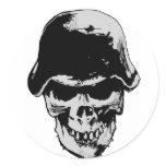 Death skull stalhelm round sticker