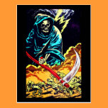 Death with a Scythe Halloween Card postcards