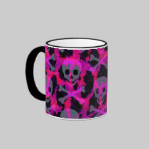 Deathrock Pink Skull Leopard mugs