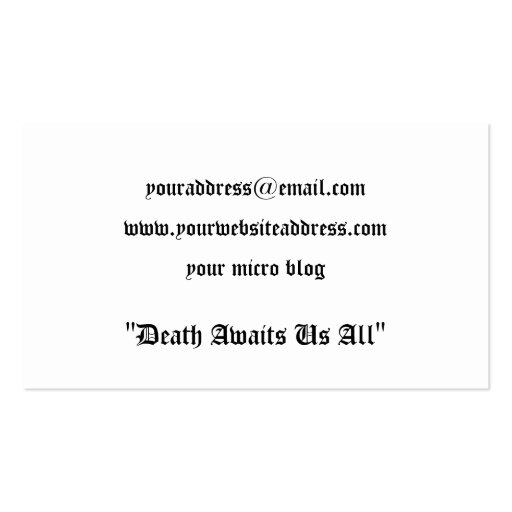 Deaths Domain Gothic Business Card (back side)