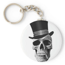 skull, art, cool, vintage, top hat, dead, goth, cigar, t-shirt, tendency, bizarre, funny, fun, class, design, bones, graffiti, Keychain with custom graphic design
