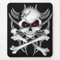Death's Skull and Crossbones Mouse Pads