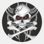 Death's Skull and Crossbones Round Sticker