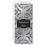 Debonair Damask Black, White, Silver Rack Card Template