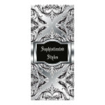 Debonair Damask Black, White, Silver Rack Card Template