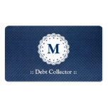 Debt Collector - Lace Monogram Blue Pattern Business Cards