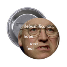 debushification: hope over fear pinback button