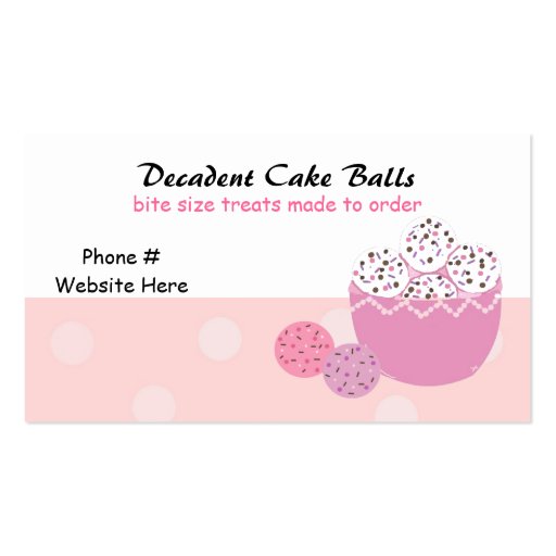 Decadent Cake Balls Business Card Template (front side)