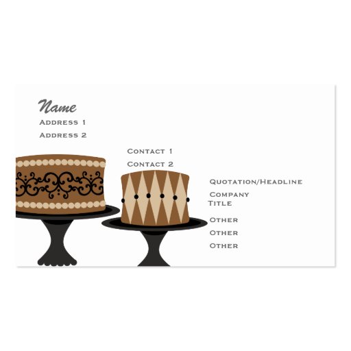 Decadent Chocolate Cakes Business Card Template (front side)