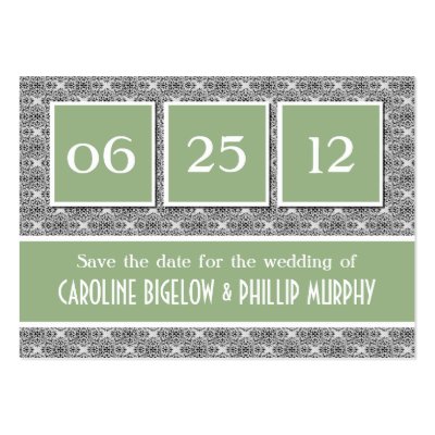 Decadent Damask Save the Date Card Business Card Templates