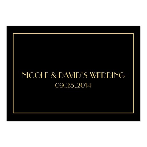 Decadent Deco elegant black wedding place card Business Card (back side)