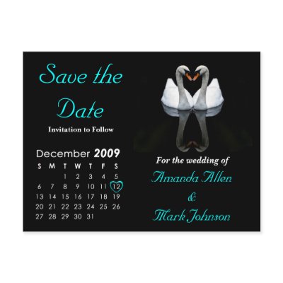 December 2009 Save the Date, Wedding Announcement Post Cards