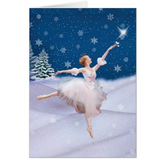 December Birthday with Ballerina in Snow Greeting Cards