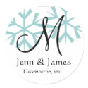 December Blue Snowflakes Monogram M Seal stickers by monogramgallery December Blue Snowflakes Monogram M Seal stickers