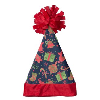 December Holiday Print Santa Hat