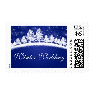 December Wedding Invitation Blue Postage