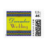 December Wedding yellow blue Postage